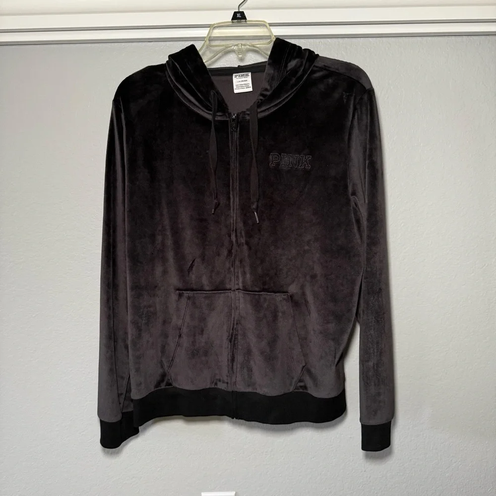 PINK Black Velvet Jacket Large - Picture 2 of 5